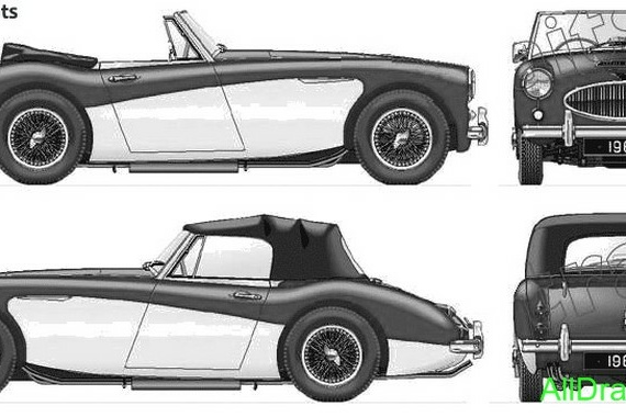 Austin Healey 3000 Mk II A Cabriolet (1963) (Остин Хилей 3000 Мк 2 А Кабриолет (1963)) - чертежи (рисунки) автомобиля